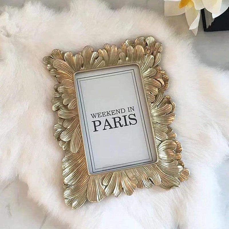 CISOO Vintage 4x6 Picture Frame Antique Photo Frame Table Top Display and Wall Hanging, Retro Home Decor, Ornate Photo Gallery Art, Pale Gold - Image 5